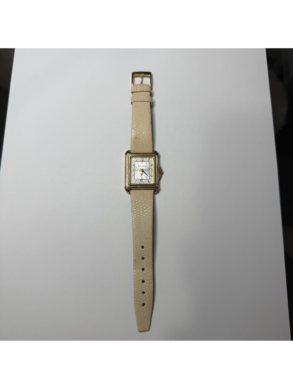 Vintage Sergio Valente Quartz Watch Gold Tone Rectangular Japan Movt
